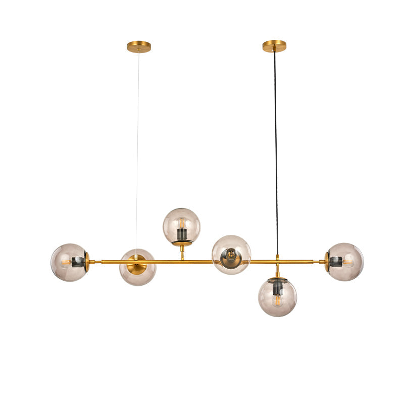Modern Spherical Glass Bead Crown Chandelier Brass Industrial Pendant Light