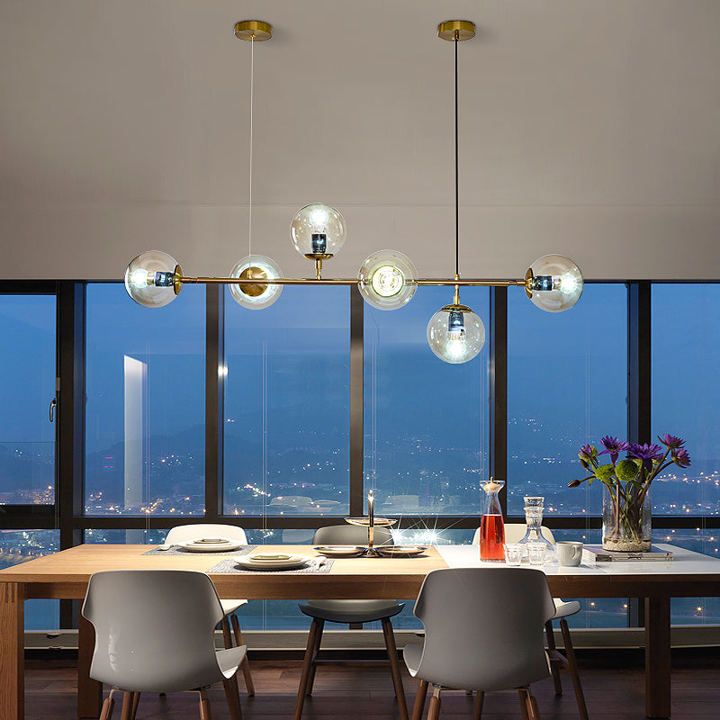 Modern Spherical Glass Bead Crown Chandelier Brass Industrial Pendant Light