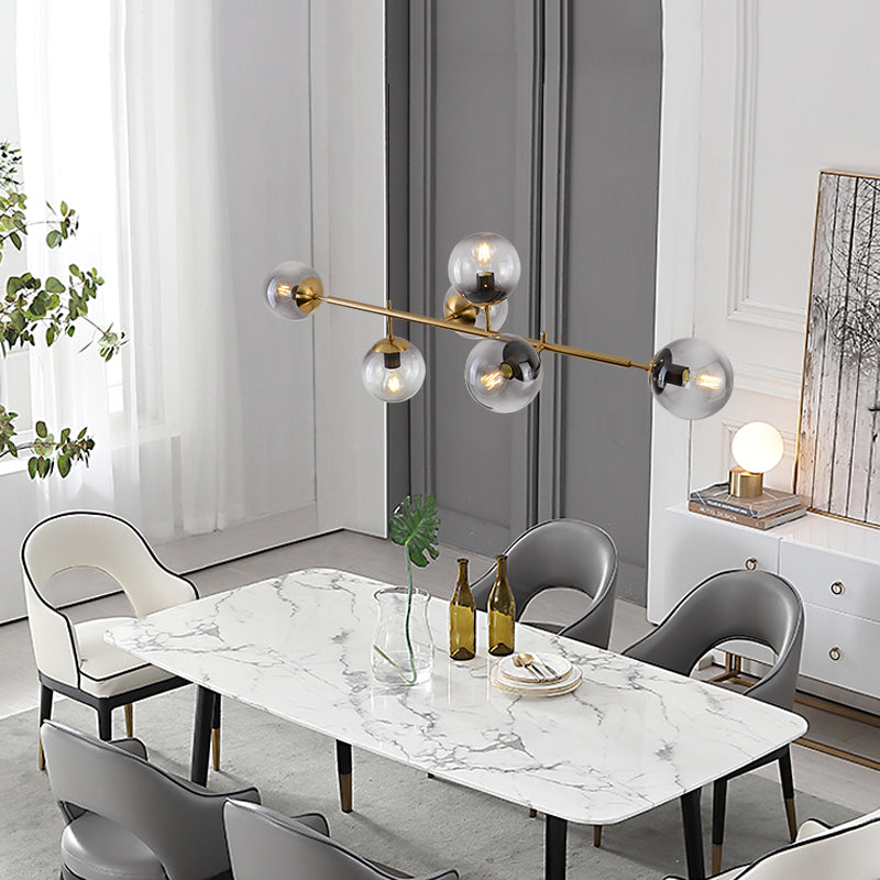 Modern Spherical Glass Bead Crown Chandelier Brass Industrial Pendant Light