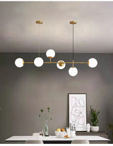 Modern Spherical Glass Bead Crown Chandelier Brass Industrial Pendant Light