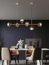 Modern Spherical Glass Bead Crown Chandelier Brass Industrial Pendant Light
