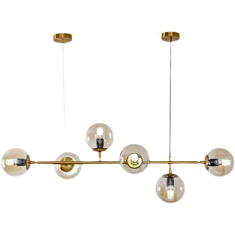 Modern Spherical Glass Bead Crown Chandelier Brass Industrial Pendant Light