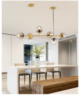 Modern Spherical Glass Bead Crown Chandelier Brass Industrial Pendant Light