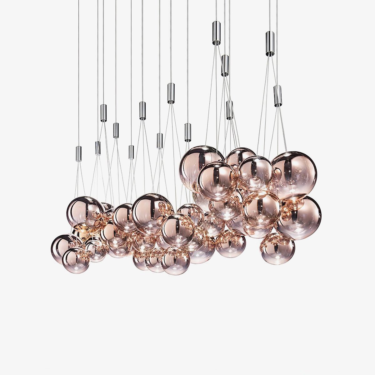 Modern Spherical Glass Bubble Pendant Light with Chrome Finish LED Hanging Fixture