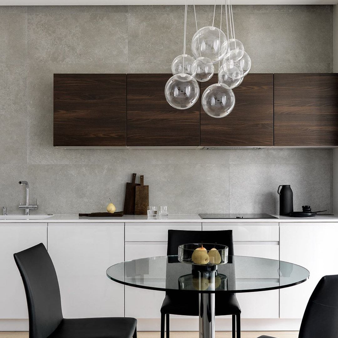 Modern Spherical Glass Bubble Pendant Light with Chrome Finish LED Hanging Fixture