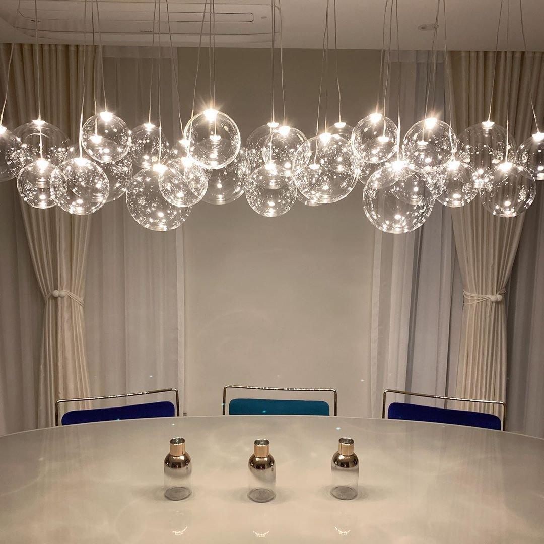 Modern Spherical Glass Bubble Pendant Light with Chrome Finish LED Hanging Fixture