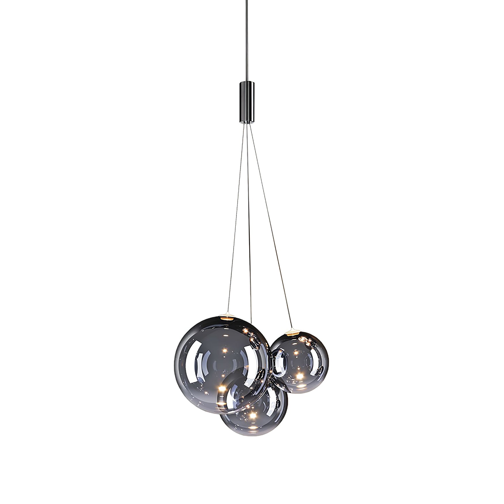 Modern Spherical Glass Bubble Pendant Light with Chrome Finish LED Hanging Fixture