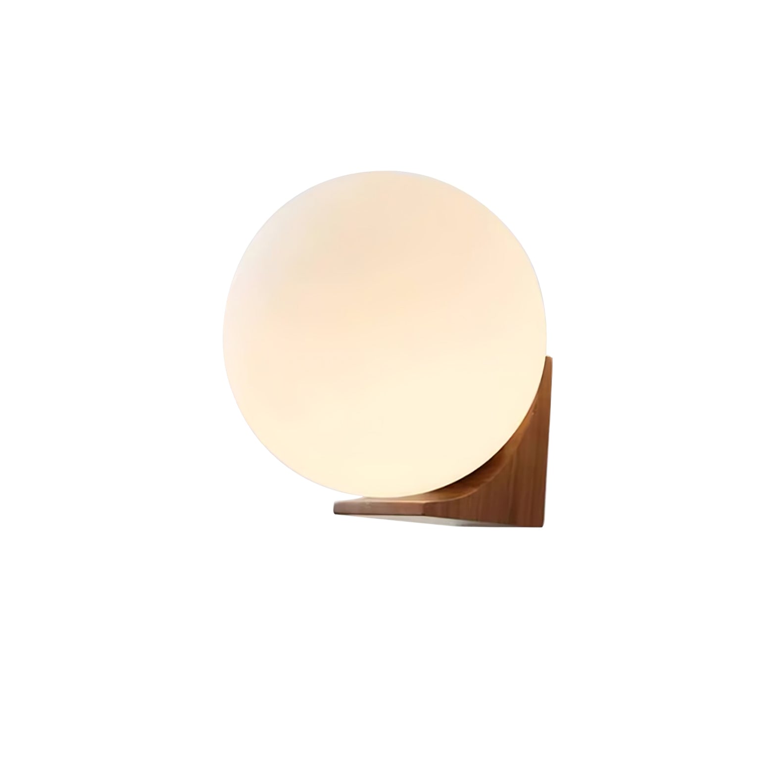 Modern Spherical Glass Globe Wall Sconce with Natural Solid Wood Base and G9 LED Socket