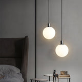 Modern Spherical Glass Pendant Light Brass and Black Contemporary Ceiling Hanging Fixture