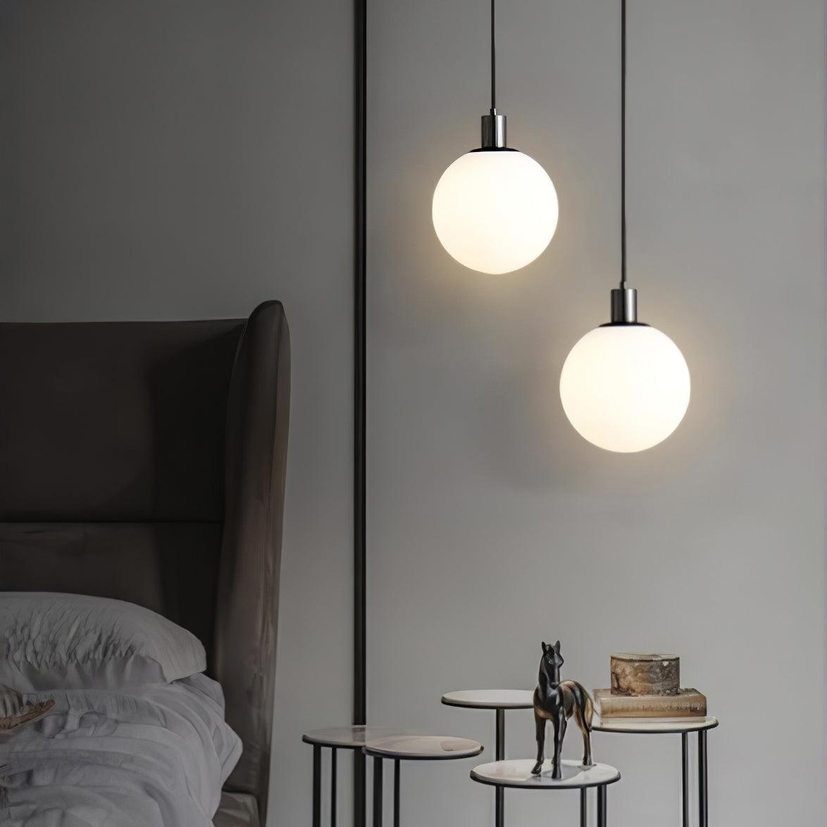 Modern Spherical Glass Pendant Light Brass and Black Contemporary Ceiling Hanging Fixture