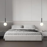 Modern Spherical Glass Pendant Light Brass and Black Contemporary Ceiling Hanging Fixture