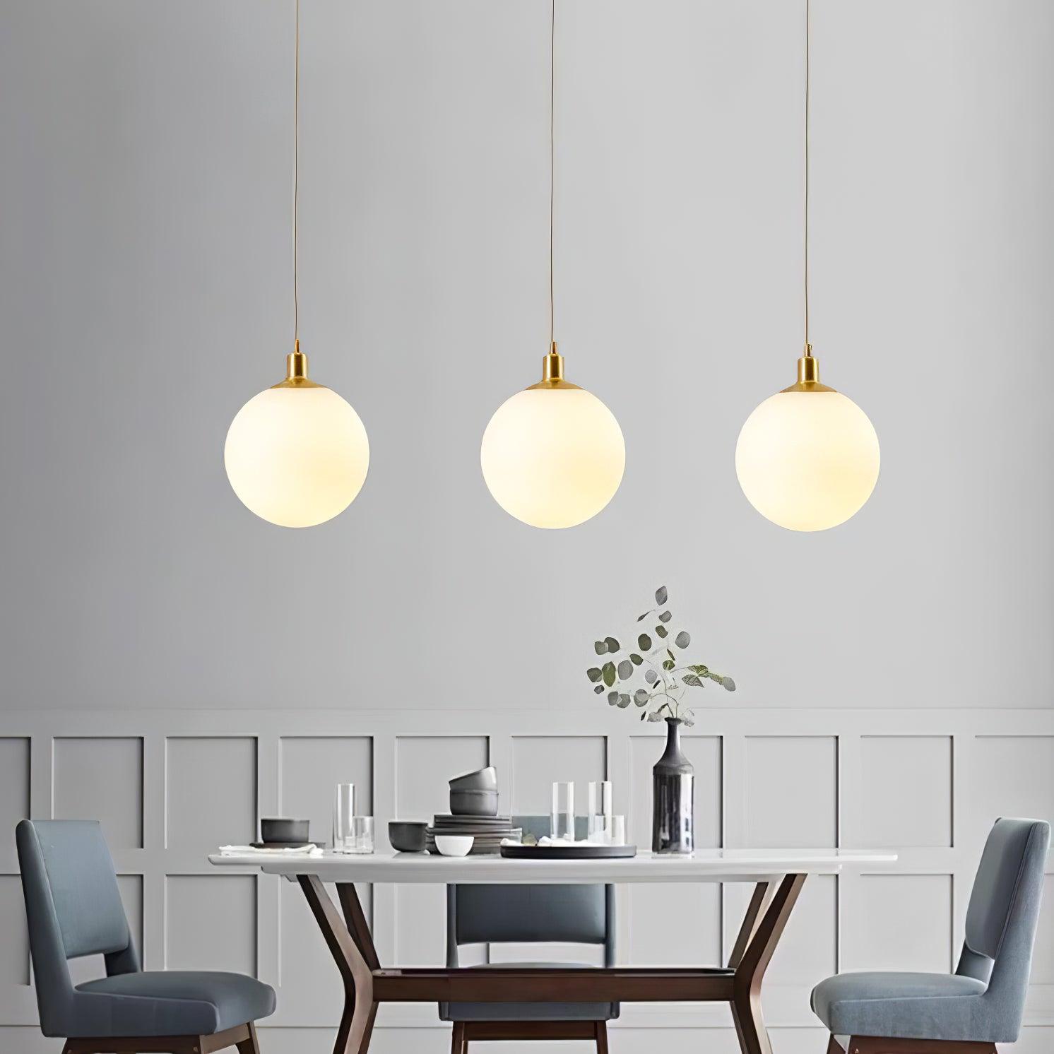 Modern Spherical Glass Pendant Light Brass and Black Contemporary Ceiling Hanging Fixture