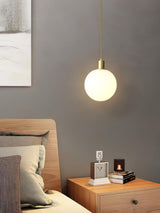 Modern Spherical Glass Pendant Light Brass and Black Contemporary Ceiling Hanging Fixture