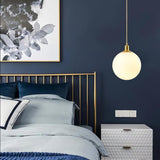 Modern Spherical Glass Pendant Light Brass and Black Contemporary Ceiling Hanging Fixture