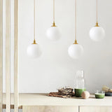 Modern Spherical Glass Pendant Light Brass and Black Contemporary Ceiling Hanging Fixture