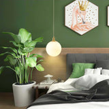 Modern Spherical Glass Pendant Light Brass and Black Contemporary Ceiling Hanging Fixture