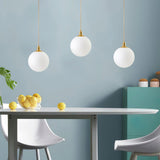 Modern Spherical Glass Pendant Light Brass and Black Contemporary Ceiling Hanging Fixture