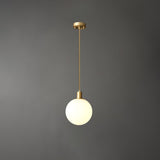 Modern Spherical Glass Pendant Light Brass and Black Contemporary Ceiling Hanging Fixture