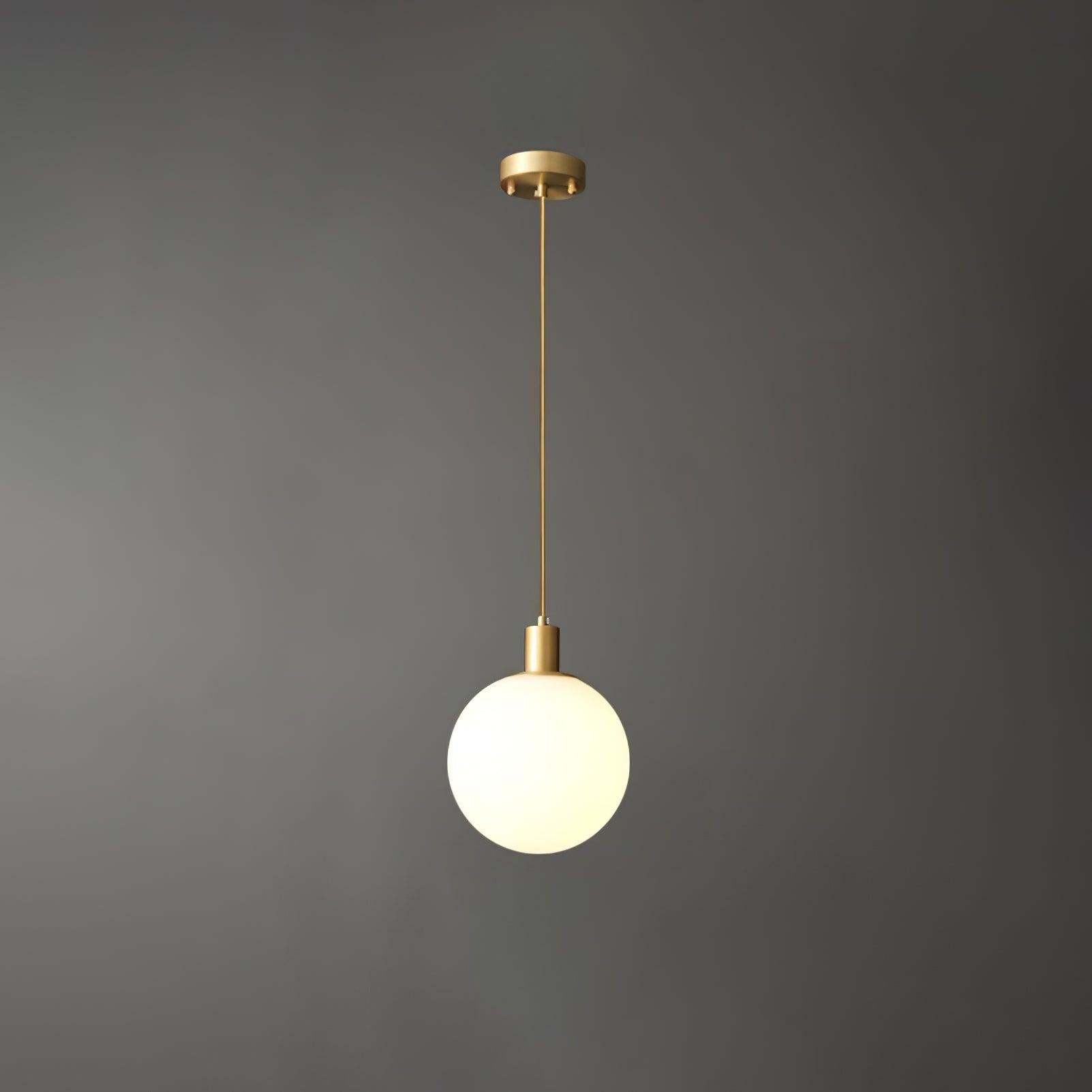Modern Spherical Glass Pendant Light Brass and Black Contemporary Ceiling Hanging Fixture