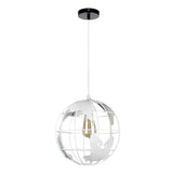 Modern Spherical Iron Cage Chandelier Vintage Style Hanging Lamp in Black and White