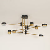 Modern Spider Jewel LED Chandelier Black and Gold Gasolier Ceiling Light for Dining Room and Living Area