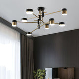 Modern Spider Jewel LED Chandelier Black and Gold Gasolier Ceiling Light for Dining Room and Living Area