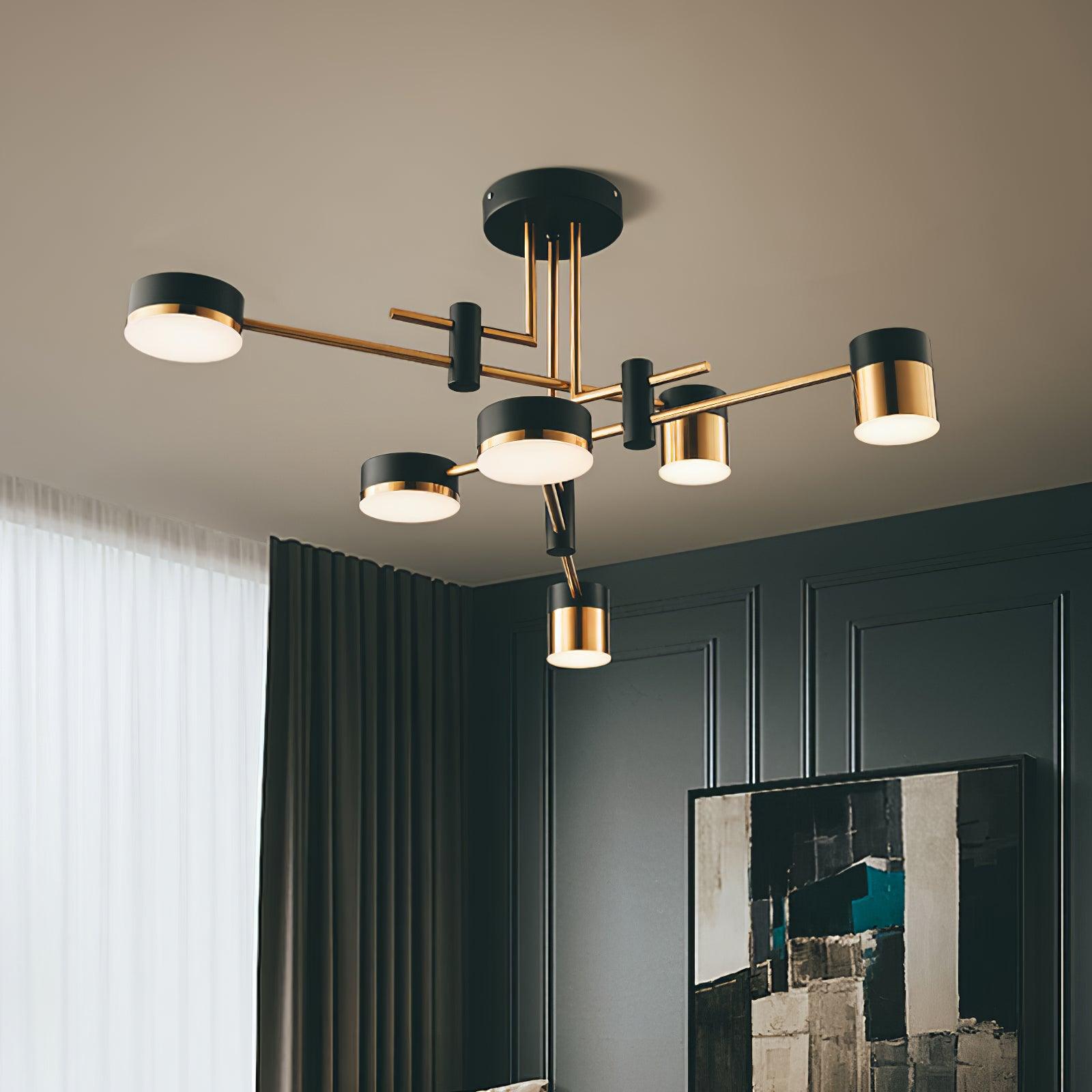 Modern Spider Jewel LED Chandelier Black and Gold Gasolier Ceiling Light for Dining Room and Living Area