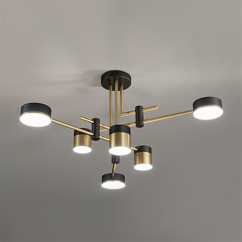 Modern Spider Jewel LED Chandelier Black and Gold Gasolier Ceiling Light for Dining Room and Living Area