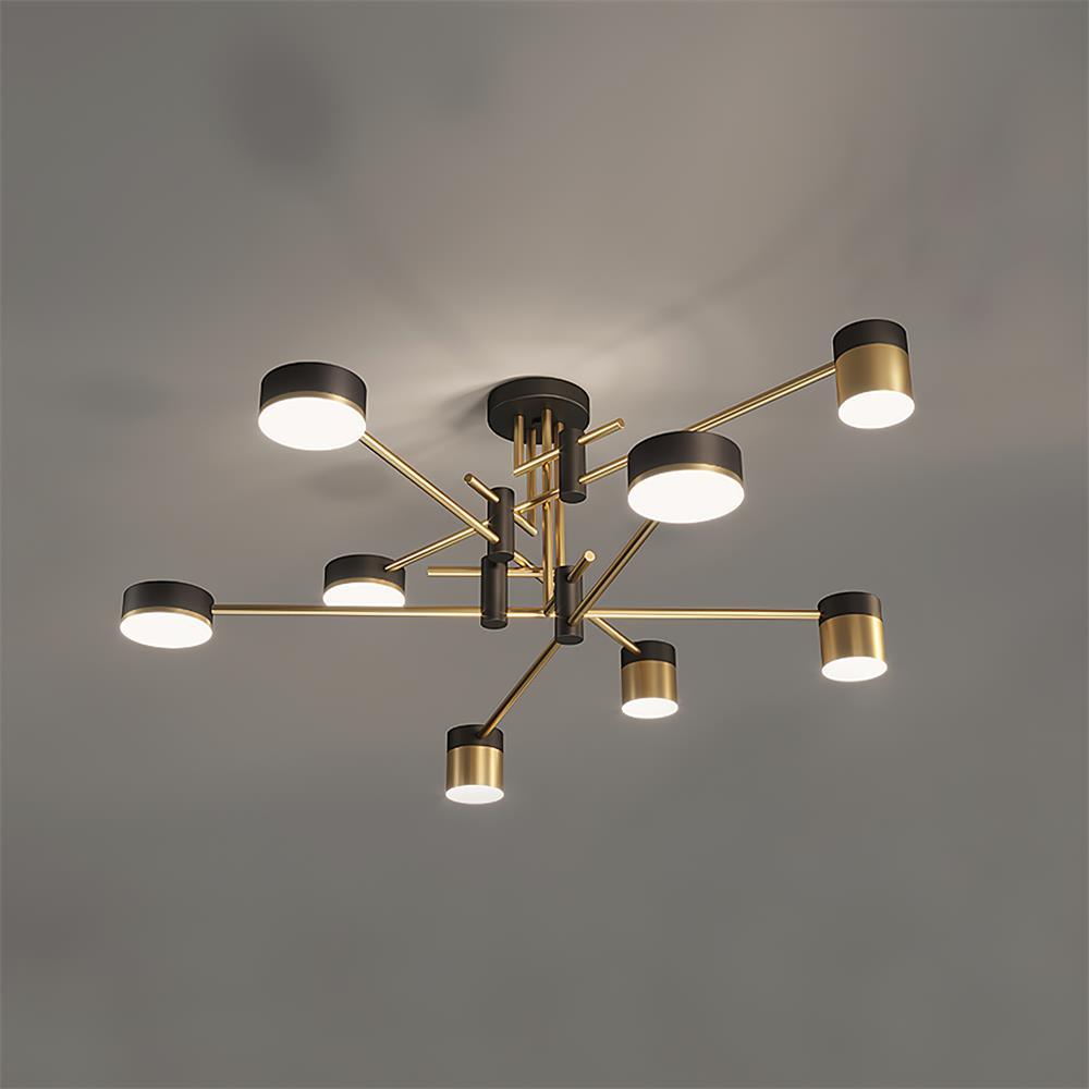 Modern Spider Jewel LED Chandelier Black and Gold Gasolier Ceiling Light for Dining Room and Living Area