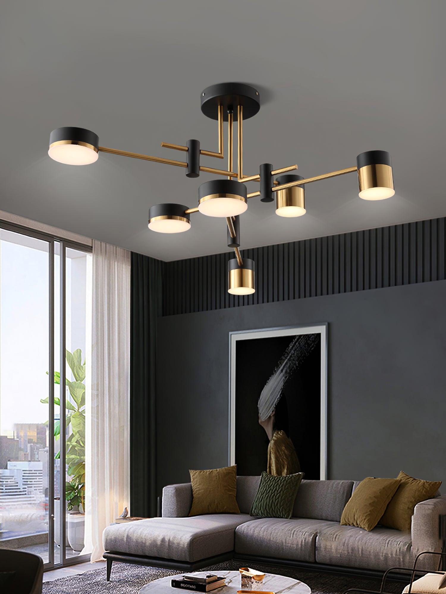 Modern Spider Jewel LED Chandelier Black and Gold Gasolier Ceiling Light for Dining Room and Living Area