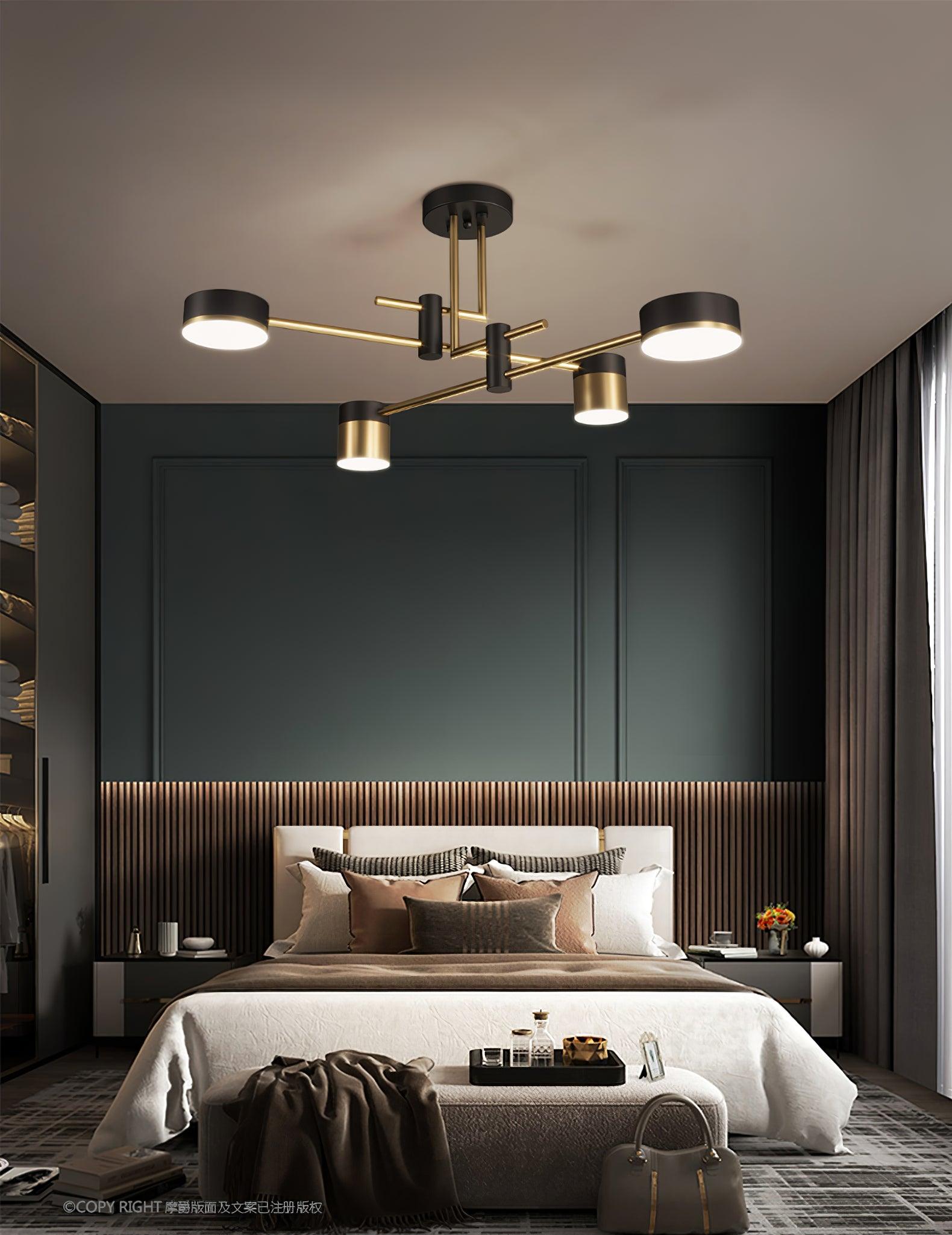 Modern Spider Jewel LED Chandelier Black and Gold Gasolier Ceiling Light for Dining Room and Living Area