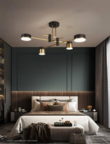 Modern Spider Jewel LED Chandelier Black and Gold Gasolier Ceiling Light for Dining Room and Living Area