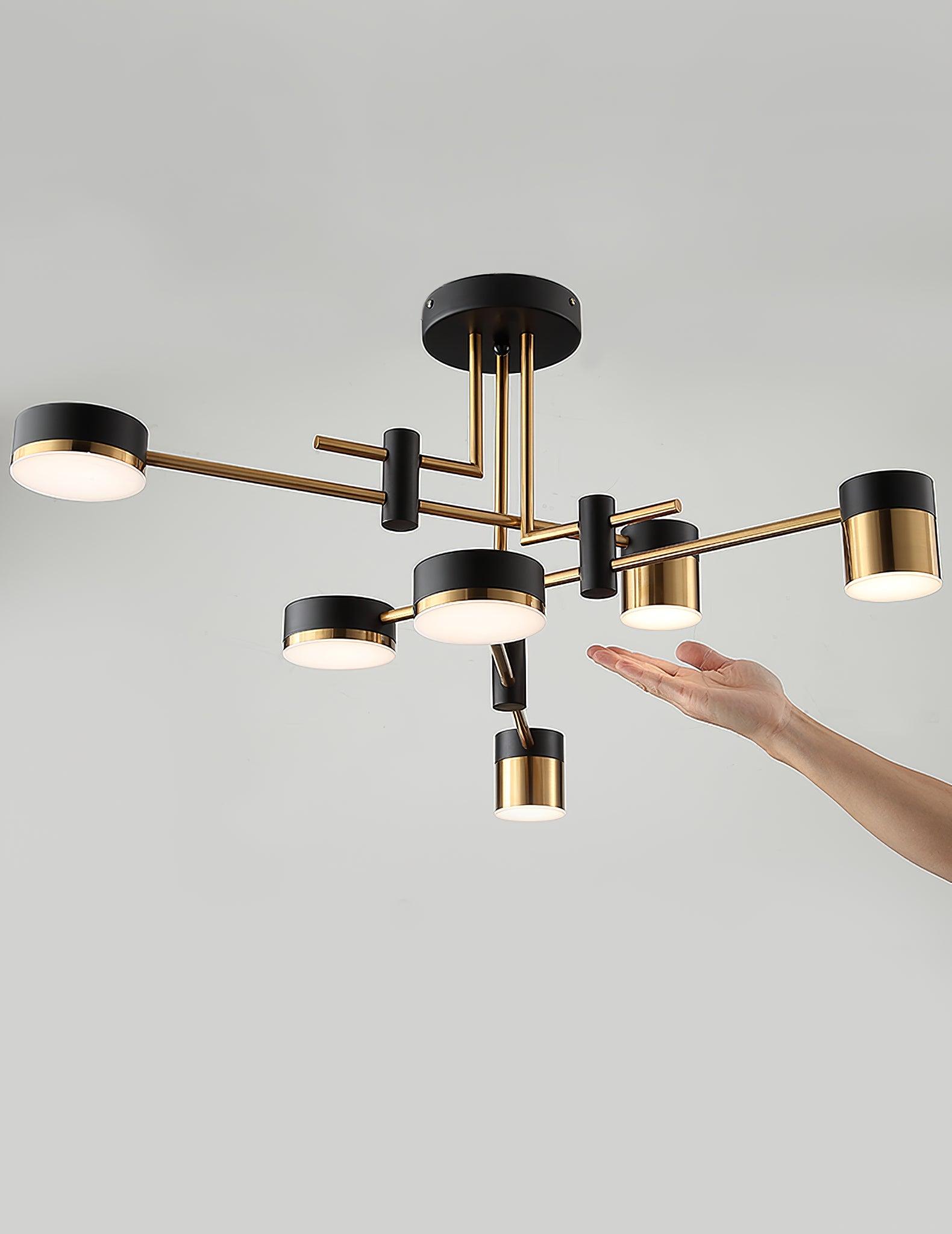 Modern Spider Jewel LED Chandelier Black and Gold Gasolier Ceiling Light for Dining Room and Living Area