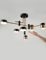Modern Spider Jewel LED Chandelier Black and Gold Gasolier Ceiling Light for Dining Room and Living Area