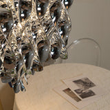 Modern Spiral Acrylic Pendant Light Gold and Silver Electroplated Chandelier for Indoor Use