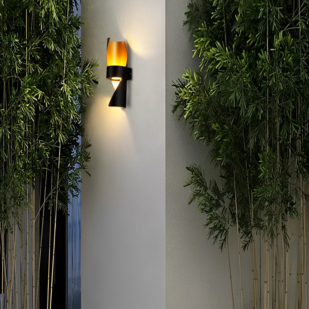 Modern Spiral Exterior Up and Down Wall Light for Garden Porch IP65 Waterproof Wall Sconce