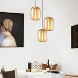 Modern Spiral Glass Pendant Light with Screw Thread Texture LED Hanging Ceiling Lamp