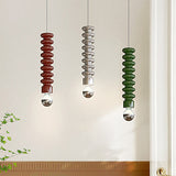 Modern Spiral Gourd Metal Pendant Light with Semi Plated Chrome Bulb for Dining Room and Bedroom Decor