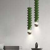 Modern Spiral Gourd Metal Pendant Light with Semi Plated Chrome Bulb for Dining Room and Bedroom Decor