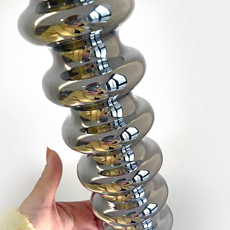 Modern Spiral Gourd Metal Pendant Light with Semi Plated Chrome Bulb for Dining Room and Bedroom Decor
