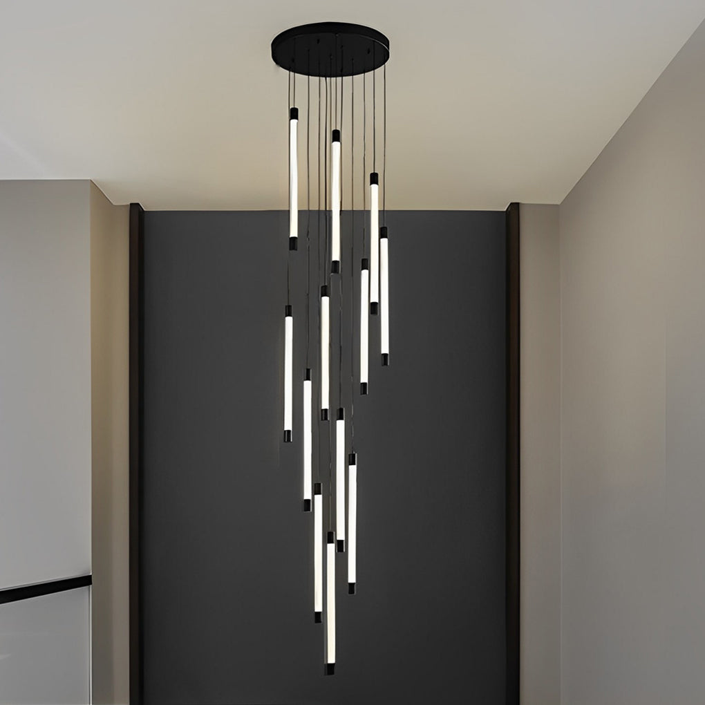 Modern Spiral LED Staircase Chandelier Long Acrylic Pendant Light for Duplex Foyer and Hallways