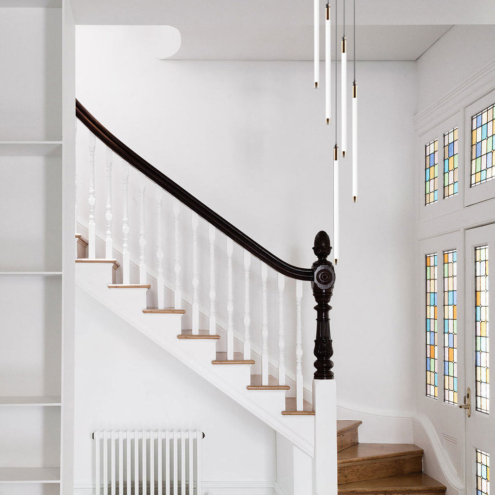Modern Spiral LED Staircase Chandelier Long Acrylic Pendant Light for Duplex Foyer and Hallways