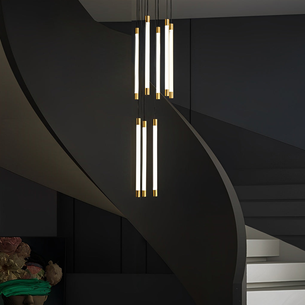 Modern Spiral LED Staircase Chandelier Long Acrylic Pendant Light for Duplex Foyer and Hallways