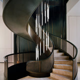 Modern Spiral LED Staircase Chandelier Long Acrylic Pendant Light for Duplex Foyer and Hallways