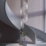 Modern Spiral LED Staircase Chandelier Long Acrylic Pendant Light for Duplex Foyer and Hallways