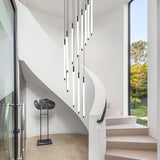 Modern Spiral LED Staircase Chandelier Long Acrylic Pendant Light for Duplex Foyer and Hallways