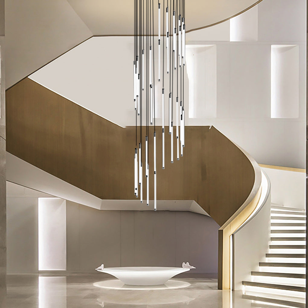 Modern Spiral LED Staircase Chandelier Long Acrylic Pendant Light for Duplex Foyer and Hallways