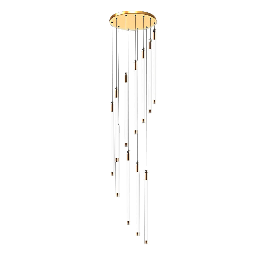 Modern Spiral LED Staircase Chandelier Long Acrylic Pendant Light for Duplex Foyer and Hallways