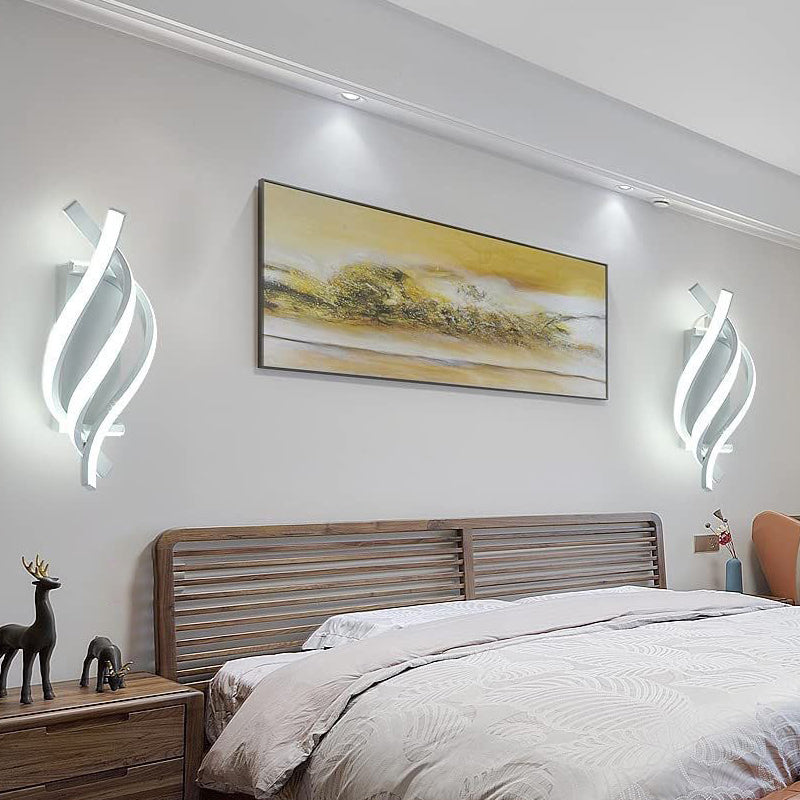 Modern Spiral LED Wall Sconce Minimalist Three Color Dimming Bedside Light Fixture