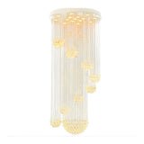 Modern Spiral Raindrop Crystal Ball LED Chandelier for Staircase and Grand Foyer